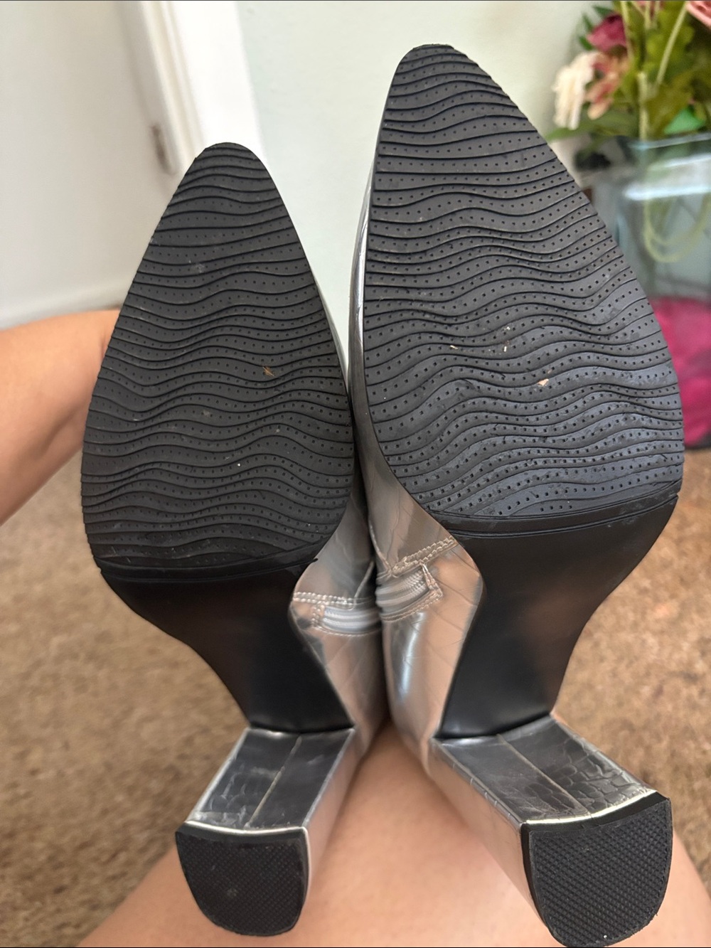 Amazon Silver Croc-Embossed Over-the-Knee Boots - Picture 10 of 11
